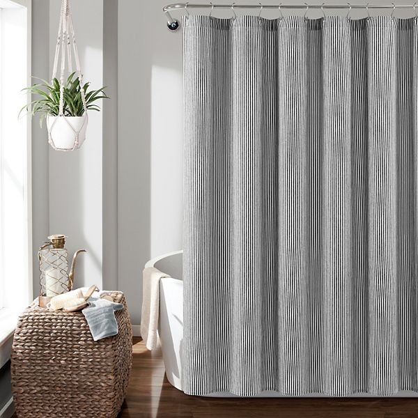 Lush Decor Farmhouse Vintage Stripe Yarn Shower Curtain Lush Décor