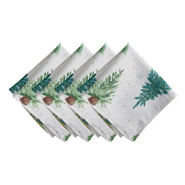 Elrene Home Fashions Lucina Twinkle Trees Holiday Lurex Fabric Napkins, 17"x17", Set Of 4 Elrene