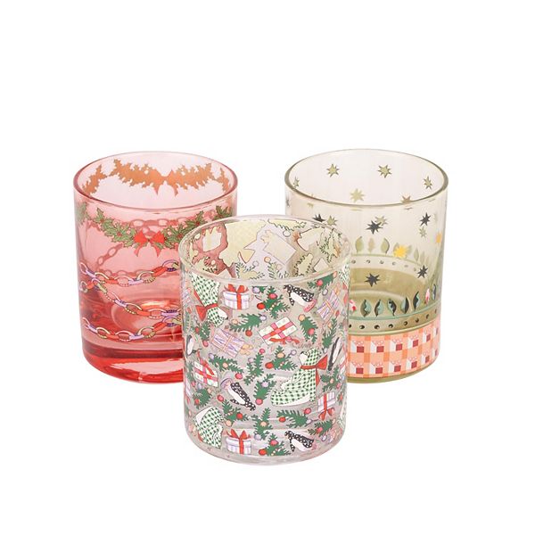 Cath Kidston Christmas Ditsy Glass Tealight Holders Cath Kidston