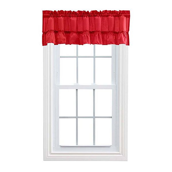 Stacey 1.5" Rod Pocket Solid Color Window Ruffled Filler Valance Ellis Curtain