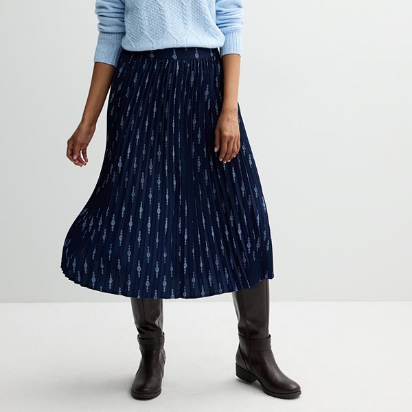 Petite Croft & Barrow® Pleated Midi Skirt Croft & Barrow