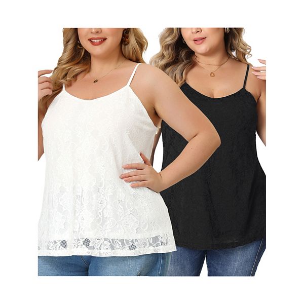 Women's Plus Size Cami Lace Adjustable Strap Elegant Sleeveless Camisole Agnes Orinda