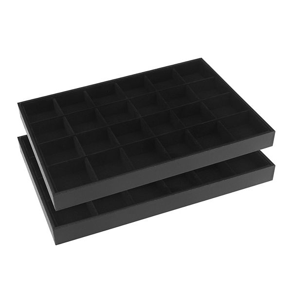 2 Pcs Stackable Velvet Jewelry Organizer Trays With Dividers For Drawers 12 Grid Tray Unique Bargains