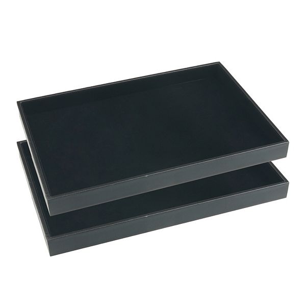 Set Of 2 Stackable Velvet Jewelry Organizer Trays With Removable Dividers For Drawer Unique Bargains