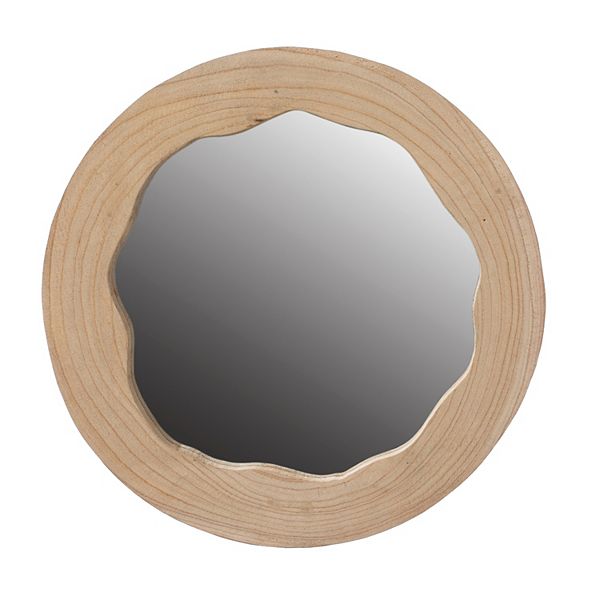 Decorative Round Wood Wall Mirror for the Entryway, Living Room, or Vanity Vintiquewise