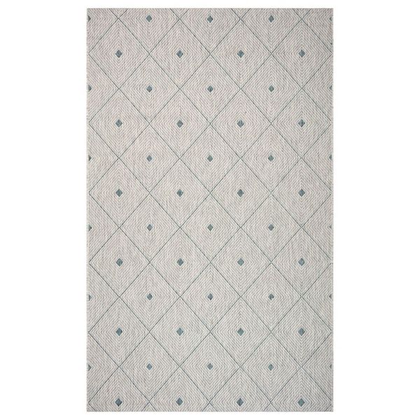 5' x 8' Blue and Gray Diamonds Rectangular Outdoor Area Throw Rug Laddha Home Designs