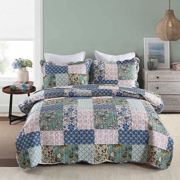 Marcielo 3pcs Printed Quilt Bedspread Set Bedding Coverlet Set MarCielo