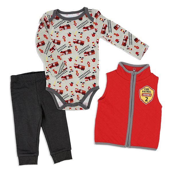 Мальчик Детские комплекты одежды Baby Mode 3 Piece Fire Patrol Vest Set Baby Mode