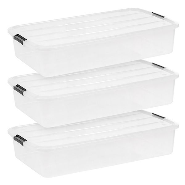 Iris 3-Pack 50 Quart Underbed Storage with Latches IRIS