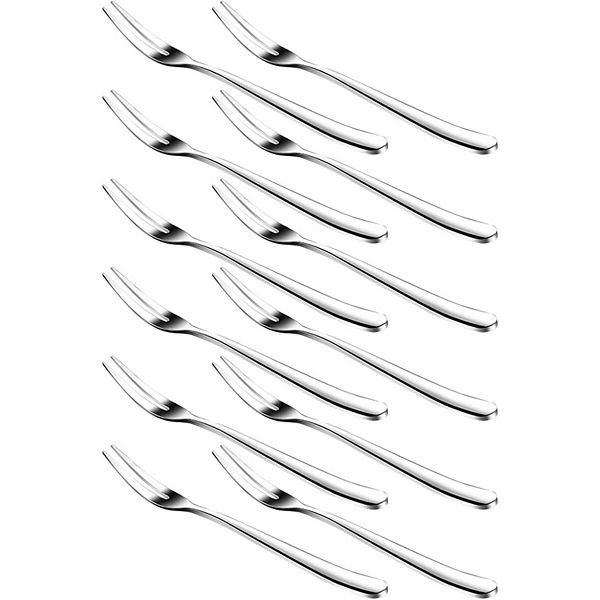 2 Prong Stainless Steel Mini Forks Set 12 Pcs Kitcheniva