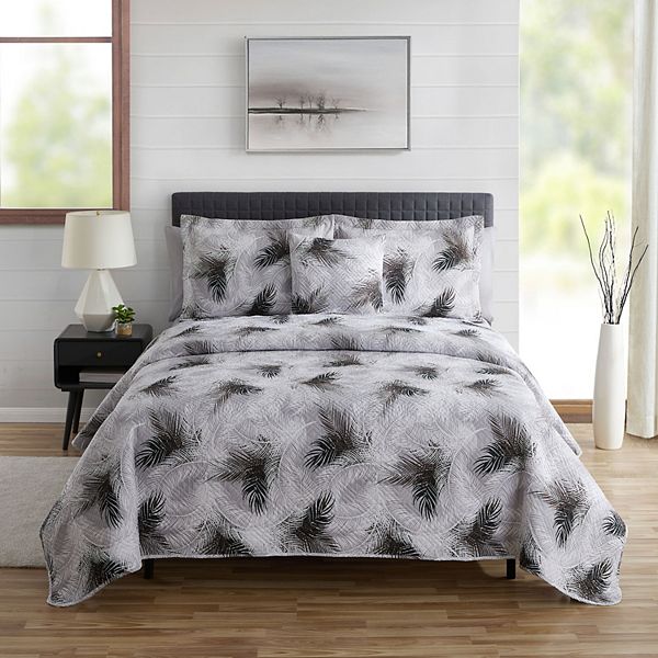 Clara Clark 7 Pc Leaf Print Bedspread Coverlet Set CLARA CLARK