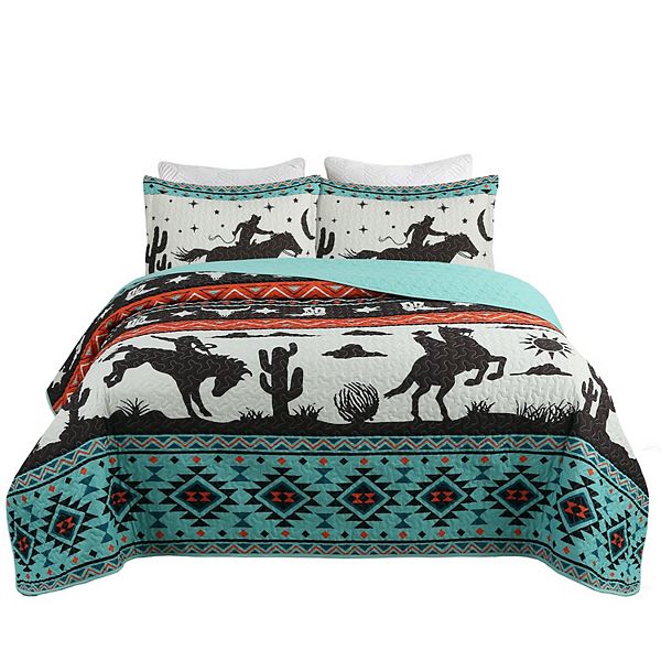 Marcielo 3 Piece South Western Quilt Bedspread Set Cowboy MarCielo