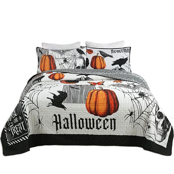 Marcielo 3 Pcs Halloween Themed Quilt Bedspread Set MarCielo