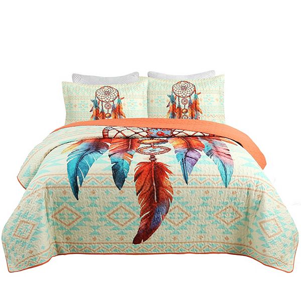 Marcielo 3 Piece Dream Catcher Quilt Bedspread Set MarCielo