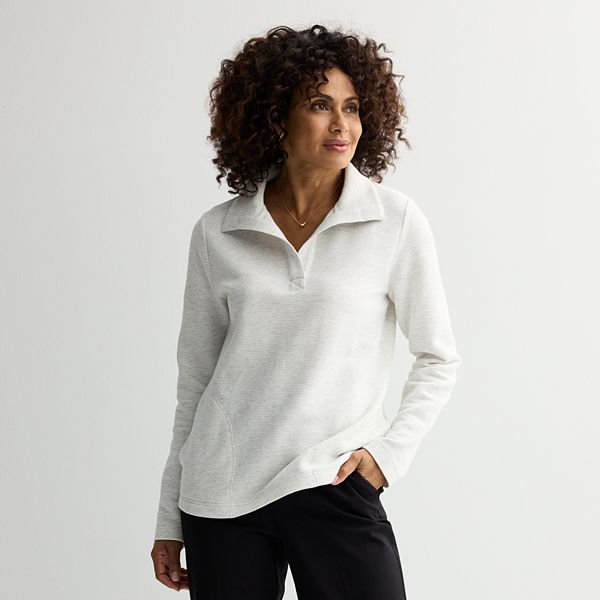 Women's Croft & Barrow® Open Collar Pullover Croft & Barrow