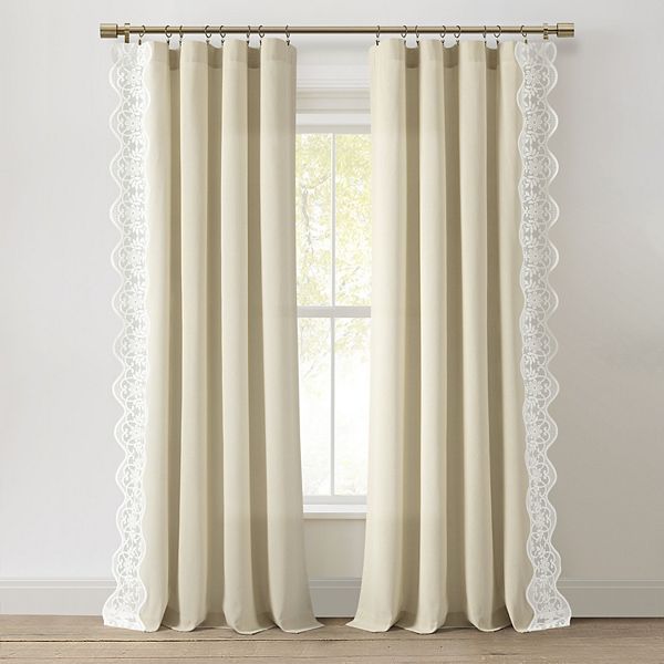 Lush Decor Scalloped Edge Lace Border Window Curtain Panel Lush Décor