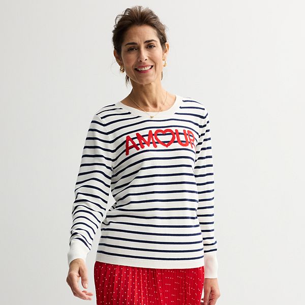 Women's Croft & Barrow® "Amour" Striped Pullover Sweater Croft & Barrow