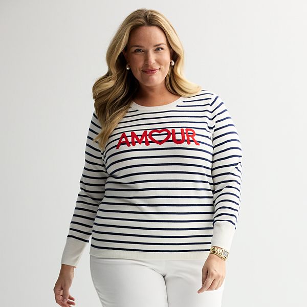 Plus Size Croft & Barrow® Amour Crewneck Pullover Sweater Croft & Barrow