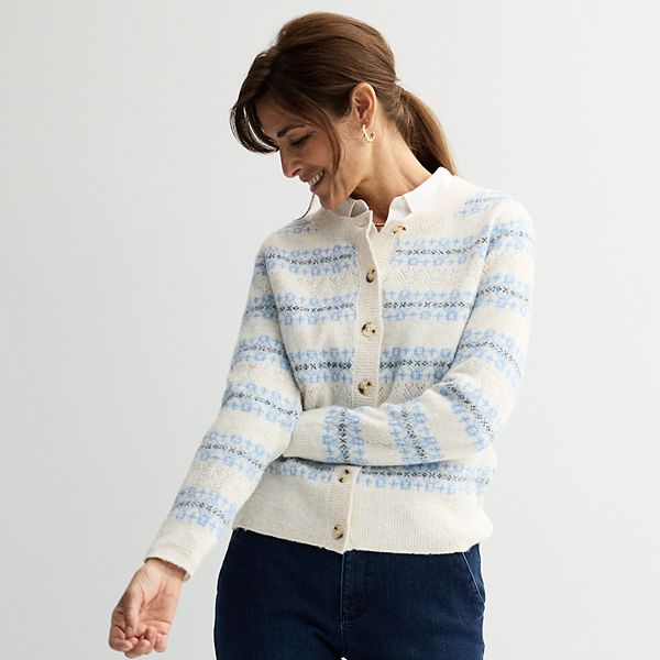 Women's Croft & Barrow® Patterned Pointelle Cardigan Croft & Barrow