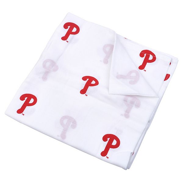 Infant Three Little Anchors White Philadelphia Phillies 47'' x 47'' Muslin Swaddle Blanket Three Little Anchors