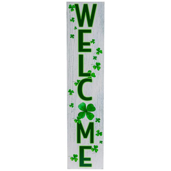 Northlight 35.75" Shamrocks "Welcome" St. Patrick's Day Porch Board Sign Decoration Northlight