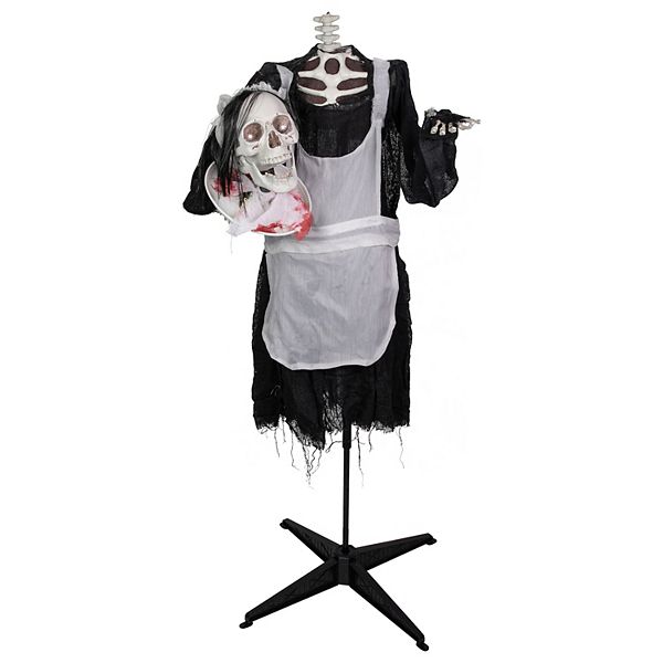 Northlight Animated LED Lighted Head-in-Hand Skeleton Maid Halloween Decoration Northlight