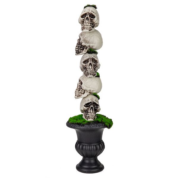 Northlight 16" Skull Tower Topiary in Urn Halloween Decoration Northlight