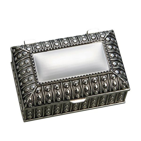 2.25" Silverplated Rectangular Box With Beaded Antique Design Creative Gifts International