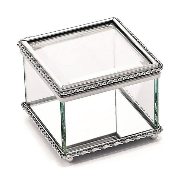 3.25" Square Glass Box With Hinged Lid Creative Gifts International