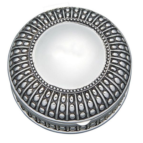 4.5" Silverplated Round Antique-style Box With Beaded Detail Creative Gifts International