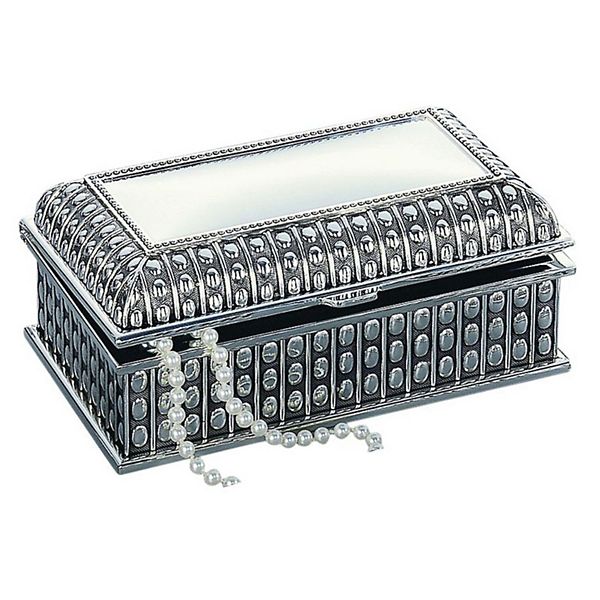 4" Silverplated Rectangular Box With Beaded Antique Design Creative Gifts International