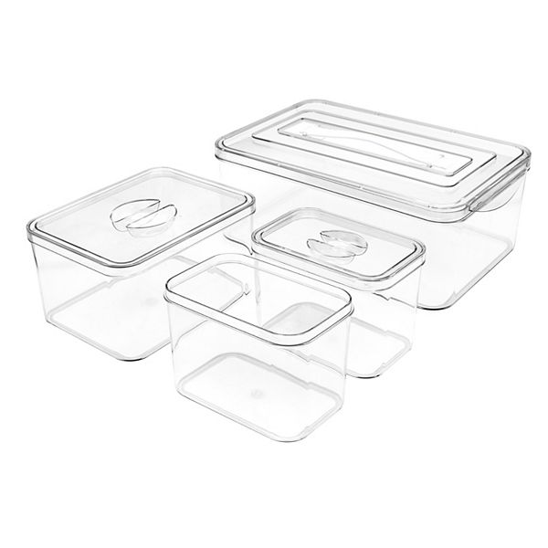 Sorbus 4-pack Clear Stackable Storage Bins Sorbus