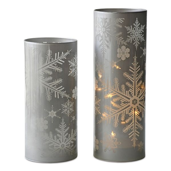 Melrose Snowflake Glass Candle Holder Table Decor 2 pc Set Melrose