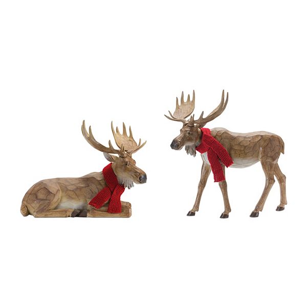 Melrose Carved Winter Moose with Scarf 2-pc. Set Melrose