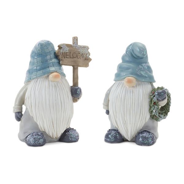 Melrose Glittery Winter Gnome Figurines Table Decor 6-Piece Set Melrose