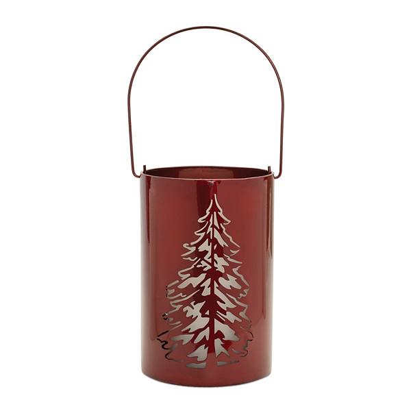 Melrose Pine Tree Cut-Out 9.5-in. Metal Lantern Melrose