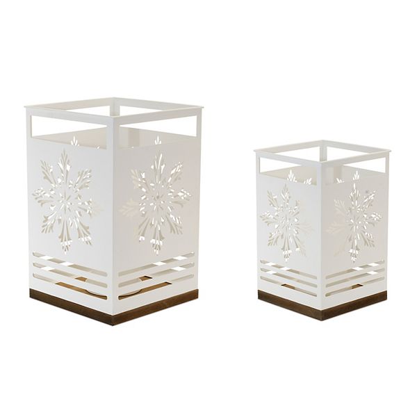 Melrose Metal Snowflake Candle Holder Table Decor 2 pc Set Melrose