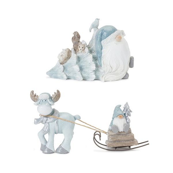 Melrose Woodland Winter Gnome Figurines Table Decor 2-Piece Set Melrose