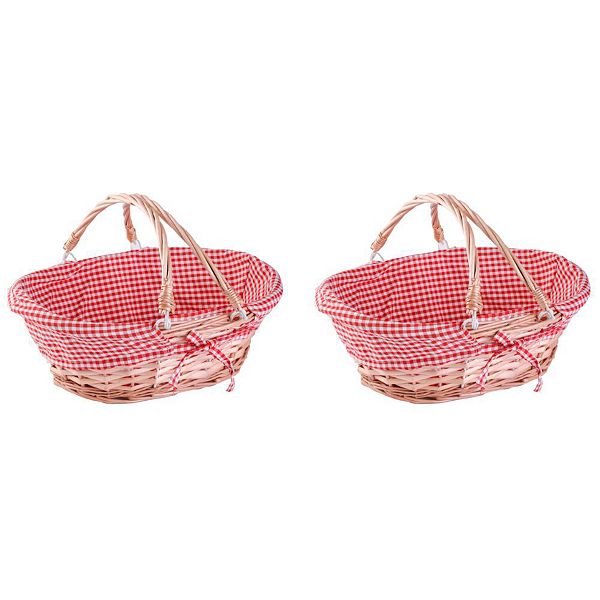 Set of 2 Wicker Picnic Basket with Drop - Down Handles - Perfect as Gift basket for all Occasions Wickerwise