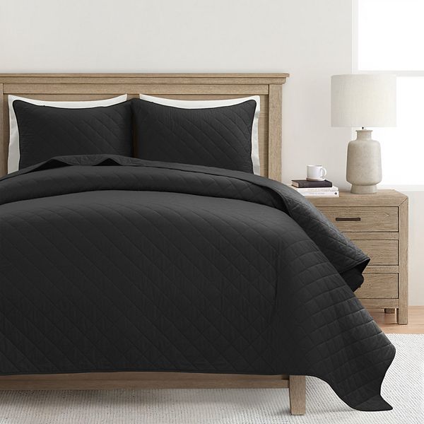 Lush Decor Ava Diamond Cotton Black 3-pc. Quilt Set with Shams Lush Décor