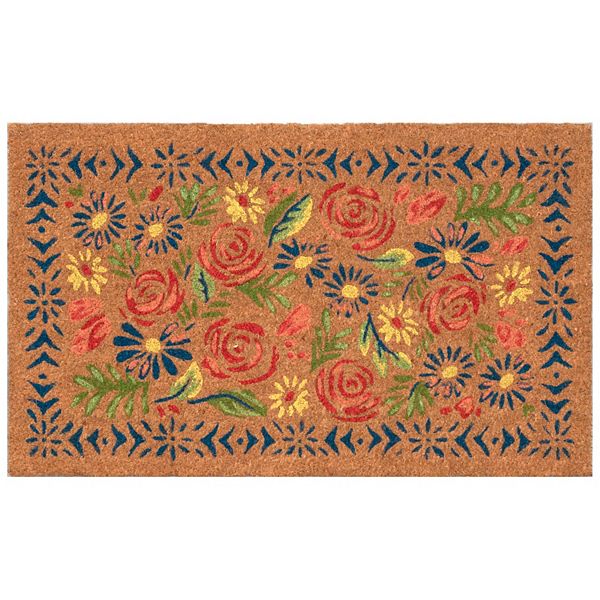 Liora Manne Natura Block Print Flowers Outdoor Mat Liora Manne