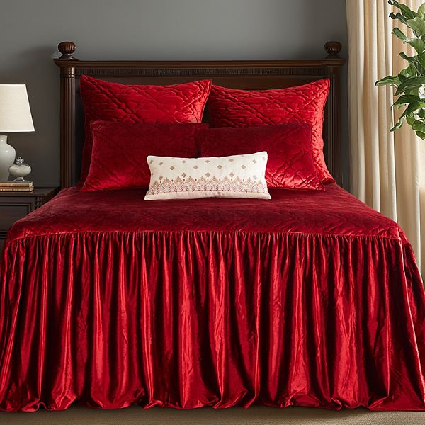 Levtex Home Caserta Velvet Red Bedspread Levtex