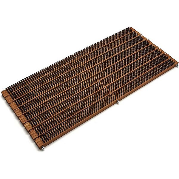 Kings County Tools Non-Slip Wooden Door Mat with Shoe-Cleaning Bristles Kings County Tools