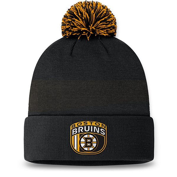 Мужская вязаная шапка с помпоном, черная, Boston Bruins, NFL Draft 2024 Fanatics Brands - White Label