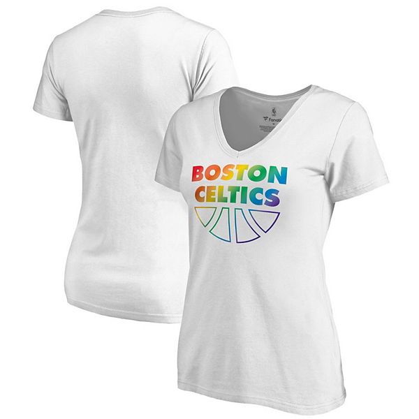 Женская футболка с коротким рукавом и V-образным вырезом Boston Celtics Pride Fanatics Brands - White Label