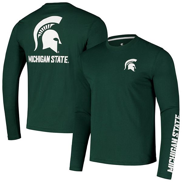 Мужская Футболка Colosseum Michigan State Spartans Logo Lockup 3-Hit Active Blend с длинным рукавом Colosseum