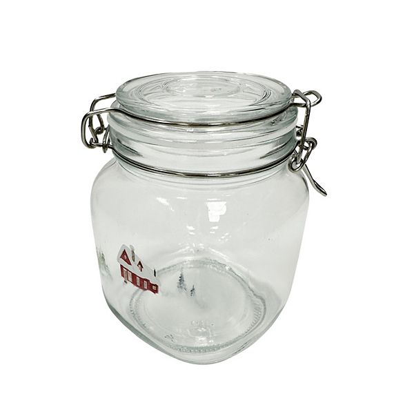 Art and Cook 36-oz. Decorated Glass Storage Jar with Silicone Seal Clamp Lid ART AND COOK