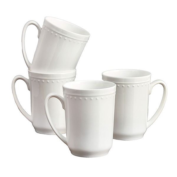 Fitz & Floyd 4-Piece Nevaeh White Classic Bead Mug Set Fitz & Floyd