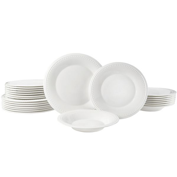 Fitz & Floyd 24-Piece Nevaeh White Classic Bead 24-Piece Dinnerware Set Fitz & Floyd