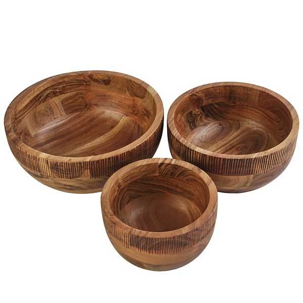 Fitz & Floyd Caleb Natural Acacia Wood Serve Bowls, Set of 3 Fitz & Floyd